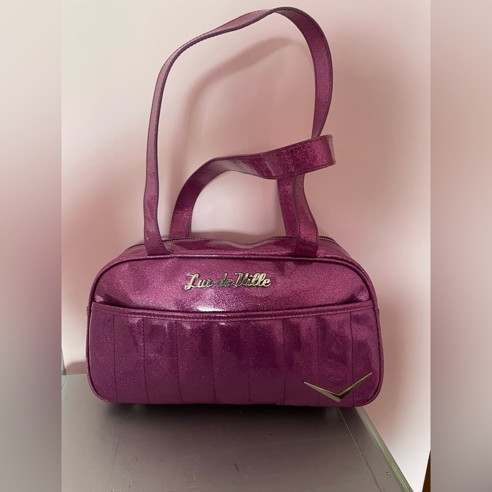 Lux de Ville Pink Shoulder Bag Glossy Metallic Finish